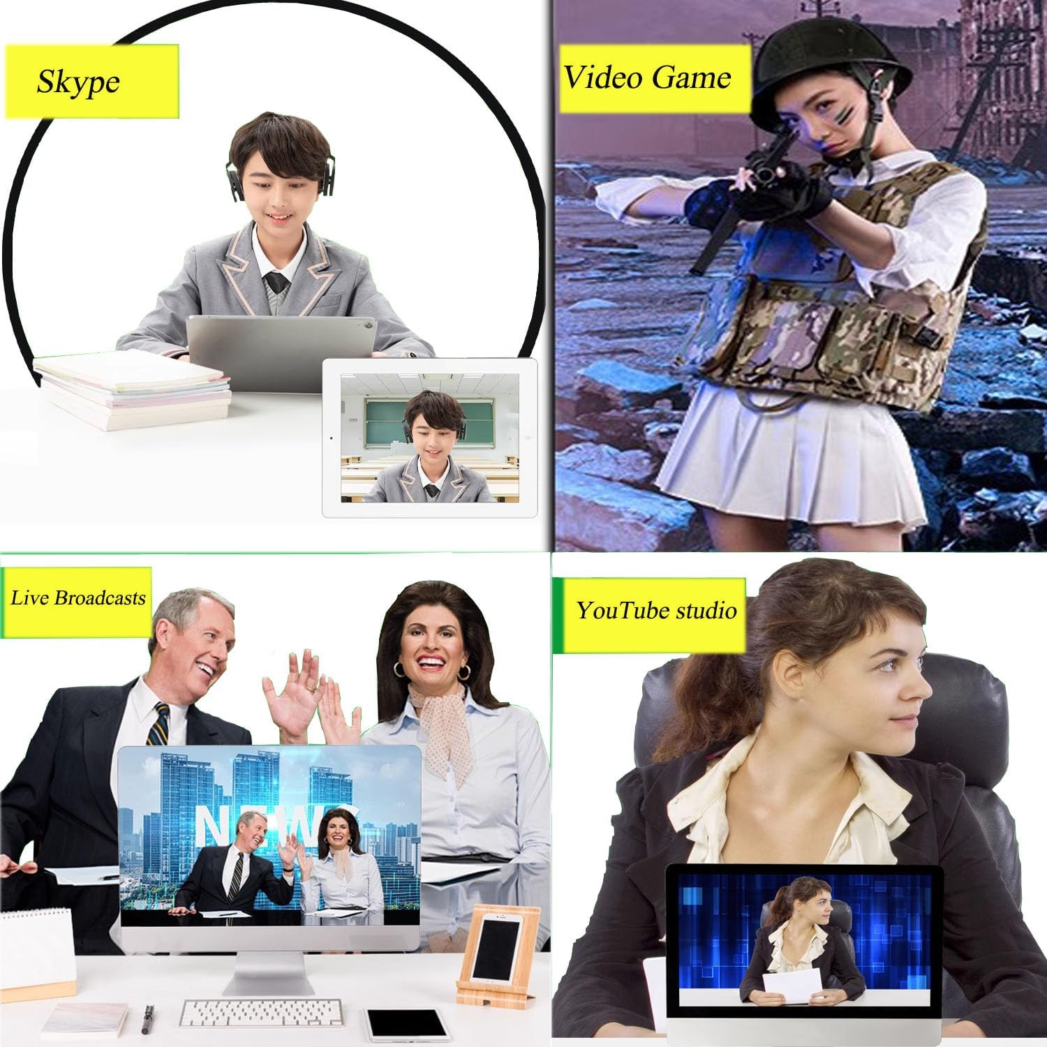 Black White Screen Chair Backdrop, 56inch Collapsible 2-in-1 Black Screen and White Screen Portable Pop Up Background for Video Chats, Webcam, Photography, Photo Zoom, Streaming Games